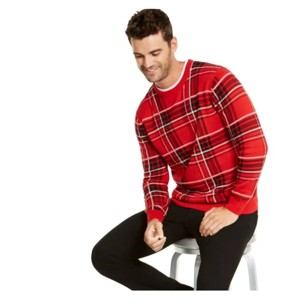 NWOT Charter Club‎ Mens Plaid Pullover Sweater